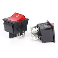 2PCS AC 20A/125V 16A/250V Heavy Duty KCD4 Rocker Switch ON Off DPST 4 Pin With Red Lighted 220V Toggle Switch