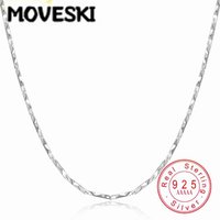 Real 925 Sterling Silver Chain Necklace Adjustable Blank DIY Pendant Base Thin Sparkling Neck Chain For Women Men Jewelry Gift