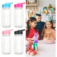 NEU 300ml Schneekugel-Trinkbecher, bruchsicher, doppelwandig, Mason Jar Becher, vorgebohrt, wiederverwendbare Wasserflaschen für Kinder