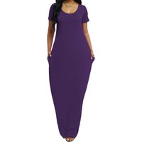 Plus Size Women'S Plus Size Black Midi Dress Sexy Round Neck Stretchy Polyester Blend Flowy A-Line Silhouette with PocketDress