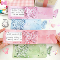 3D Butterfly Greeting Card Pull-Tab Surprise Letter with Envelope Birthday Card for Her Kawaii Cartoon Stationery Gift Bestie
