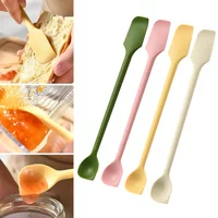 Mini Silicone Scraper Double End Two In One Spatula Jam Bottle Cosmetic Bottle Scraper Spoon Set for Jam Seasoning
