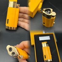New Three Flame Cigar Multifunctional Lighter, Transparent Oil Tank Lighter, Cigar Accessories, Men's Gift