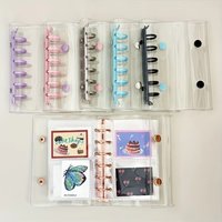 Candy Color Macaron-Themed A7 Binder Cover 6-Hole Transparent Photo Album Cover Widening Double Button Collectible Organizer
