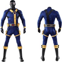 Cyclops Cosplay Doomsday Scott Summers Battle Suit Mens Top Pants Strap Fullset Costume for Halloween Party