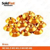 Flat Countersunk Head Brass Screws & Cup Washers Kit, Anti‑Corrosion Fastening Hardware M2 M2.5 M3‑M6, Multiple Quantity Options