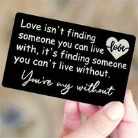 "Love Isn't Finding" Engraved Wallet Card – Aluminum Alloy, 6th/10th Anniversary Gift for Husband, Long Distance Deployment Pres