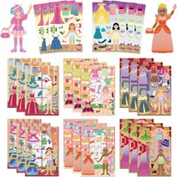 8/16/24PCS Cartoon Princess Dress up Stickers, Colorful Cartoon Funny DIY Stationery Boxes, Notebook Decoration Stickers