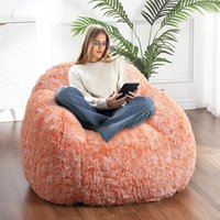 Lazy Bean Bag Chair Faux Fur Plush Lounge Beanbag Sofa with Armrests Fluffy Bean Bag Couch Filled with Foam Cozy Chair Home Sofa