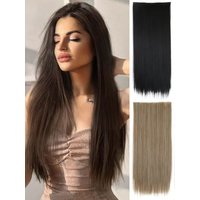 Synthetic 24Inch Hair Extensions OnePiece 5 Clips Long Straight Hairstyle Heat Resistant Fake Hairpiece For Women Natural Brow