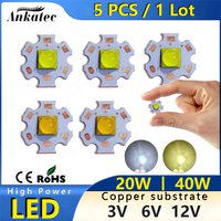 DC 3V 6V 12V 7070 Led Lamp Beads Copper Substrate 20W 40W High Power White 6000k Warm 3000k 20mm For Downlight Stage Spotlight