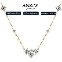 2025 New 4mm&2mm D Color Moissanite Pendant Necklace Plated 18K Gold 925 Silver Chain Jewelry Certified for Women Girl Gifts