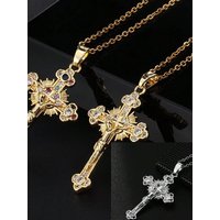 Fashion Pendant Necklace, Micro-Inlaid Zircon Cross Pendant Necklace, Light Luxury Necklace, Women's Birthday, Holiday Gift, Suitable for Women, Birthday, Daily Wear, Party, Wedding, Holiday Wear