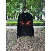 American Style Heavyweight Retro Zipper Hoodie Drain Gang Sad Boys Bladee Red Light Cotton Polyester Blend Warmth Youth Fashion