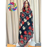 Châle africain musulman de Dubaï, écharpe brodée à cordon, écharpe musulmane de haute qualité, vente chaude, 100 % coton, grande écharpe pour femmes africaines