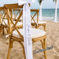 Custom Long Ribbon Customizable Name Text Wedding Chair Back Ribbon Party Decoration Seat Bow Ribbon Gift Custom Text Ribbon