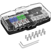 Fused Power Distribution Block Car Audio 4 Way MIDI(Mini-ANL) Fuse Block 12V 0/4 Gauge with Ground for Auto UTV Boat Stereo Amp