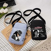 The King of Pop Michael Jackson Small Square Bag Children's MJ Printed Crossbody Handbag Student Minimalist Mobile Wallet Gifts