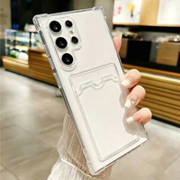 Soft Transparent Card Holder Bag Phone Case For Samsung A57 A17 A37 A07 S26 Ultra S25 S24 FE Plus A56 A55 A36 A35 A16 TPU Cover