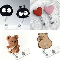 cute heart Retractable Badge Reel with Metal Clip,Nurse & Doctor ID Card Clips with Secure Clasp and Lanyard Loop, Healthcare Ba