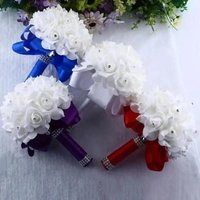 18cm Crystal Rose Pearl Simulated Bouquet Bridal Wedding Holding Flower Valentine's Day Photography Ornament