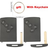 jingyuqin Remote Car Key Shell For Renault Laguna Koleos Megane Fob Smart Card Case With Insert Small Key Blade With Keychain