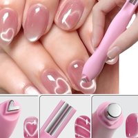 3IN1 Love-Heart&Snake Pattern Cat Eye Nail Magnet Pen French/Water Ripple Cat Eye Strong Magnet Pen DIY Manicure Tool Pen