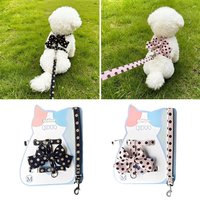 Cute Polka Dot Pet Vest Harness Bowknot Adjustable Puppy Collar Leash with Collar Walking Leads Cat
