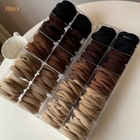 30pcs Brown/black, seamless elastic cord, durable leather strap, hair tie, rubber band, high-elasticity hair cord.