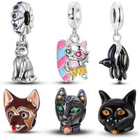 Cat Vacation Style Pendant Silver Colors For Charms Silver Colors Original Bracelet for Jewelry Making