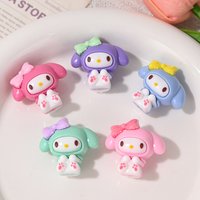 10/50PCS New cartoon sitting posture Sanlio through-hole rubber beads DIY mobile phone chain accessories bead pens loose beads
