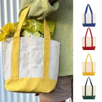 Reusable Tote Bag Canvas Large Capacity Shoulder Bags Shopping Foldable Storage Bags Cloth Tote For Gym Hiking Camping School