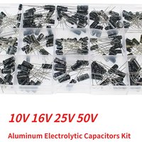 200PCS 10V 16V 25V 50V Aluminum Electrolytic Capacitor Assorted Kit 15Values 0.1uF-220uF DIP Electrolyte Capacitors Set with Box