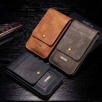 Universal Cow Leather Wallet Mobiel Phone Belt Clip Case Men Waist Bag For iPhone Samsung Xiaomi Magnetic Hanging Holster Pouch