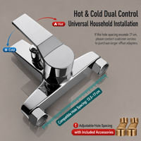 Brass 3 Way Shower Mixer Valve Wall Mounted Hot Cold Water Mixing Tap Dual Outlet Bathtub Faucet for Bathroom