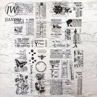 JIANWU Vintage Plant Butterfly English Text Material Collage Transparent Silicone Stamp Creative DIY Student Supplies Stationery