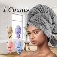 1pc Extra Large Hair Towel 63x105cm, Microfiber Hair Drying Wrap with Elastic Band, Super Absorbent Quick-Dry for Bath Swim Spa