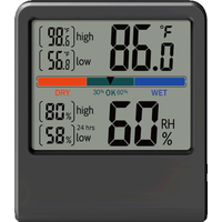 Ultra Thin Large Display Indoor Thermometer Hygrometer with Magnetic Stand Battery Powered Min Max Memory
