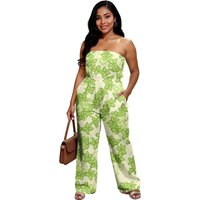 Fashion Jumpsuits One Piece Romper Long Pant Play Suits Pockets Jumpsuits Women Hawaiian Puakenikeni Palaka Jumpsuit