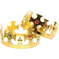 2 Pcs Golden King Crown Plastic Plating Queen Medieval Crown Halloween Prop Birthday Party Favors