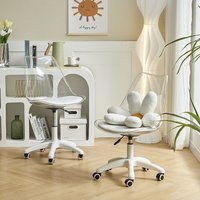 Transparent Acrylic Swivel Office Chair Height Adjustable PU Cushion Makeup Vanity Chair with Casters Modern Rolling Chair