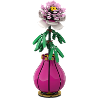 Gobricks MOC The Peony Flower Bricks Model Flower Bouquet