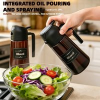2 In 1 Pour Spray Sprayer Kitchen Glass Oil Kettle 470ml Olive Oil Dispenser Healthy Oil Control Kitchen Gadgets for BBQ