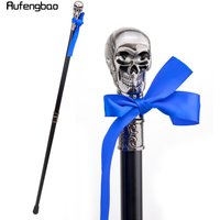 Skull Head with Bow Tie Walking Cane Fashion Decorative Walking Stick Gentleman Luxury Crosier Knob Walking Stick 93cm