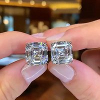 Huitan Versatile Stud Earrings for Women Bright Zirconia Ear Stud Lady Everyday Wearable Jewelry for Engagement Ceremony Party