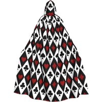 Poker Red Black Alice in Wonderland Hooded Cloak Unisex Hood Cloak Cosplay Medieval Costume Witch Wicca Elf Purim Carnival Party