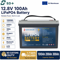 SANDISOLAR 12,8V 12V LiFePO4 Batterie 100Ah 200Ah 300Ah 6000 Zyklen Eingebautes BMS LCD Bluetooth IP65 für Solar RV Marine Camper