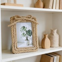 Minimalist Hemp Rope Tabletop Photo Frame, MDF Material, Nordic Style, Home Decoration for Family