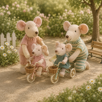 Handmade Mouse Family Dolls, Linen Mouse Toys, Montessori Role-Playing Set, Children's Room Decoration, Birthday Gift
