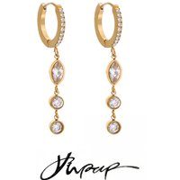 Yhpup High Quality Stainless Steel Cubic Zirconia Chain Drop Dangle Earrings Daily Stainless Steel Fashion Premium Women Jewelry
